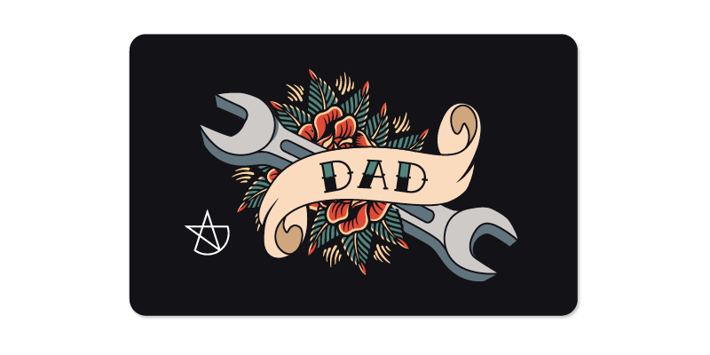 Dad traditional tattoo gift card