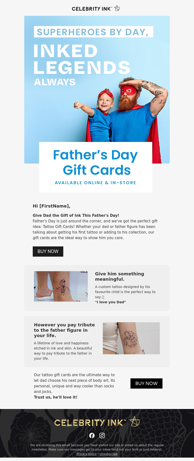 Father's Day gift card campaign email
