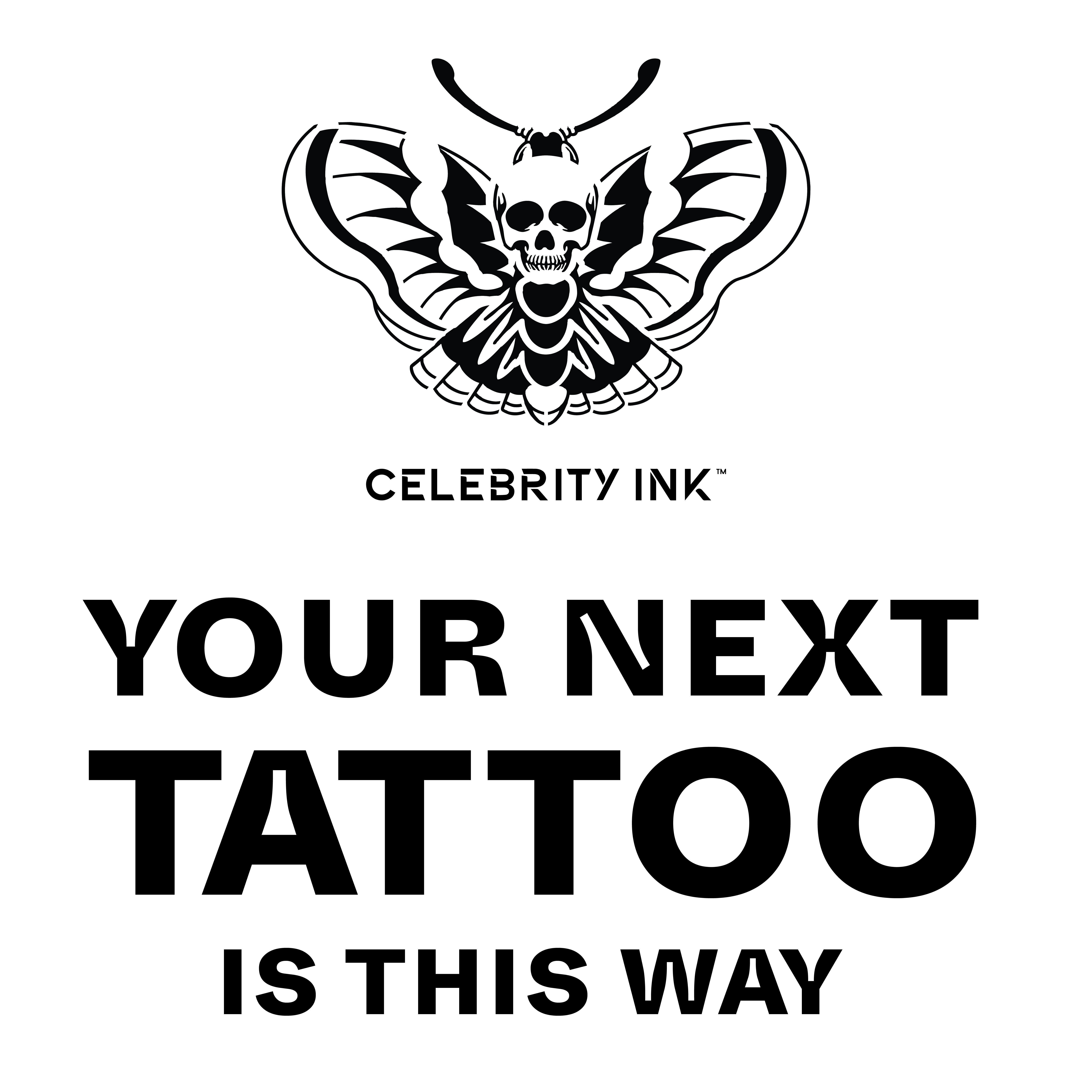 Reverse graffiti stencil: Your next tattoo is this way, death moth